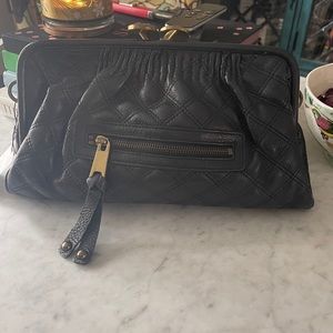 Mark Jacobs Genuine Black Leather Clutch with Gold